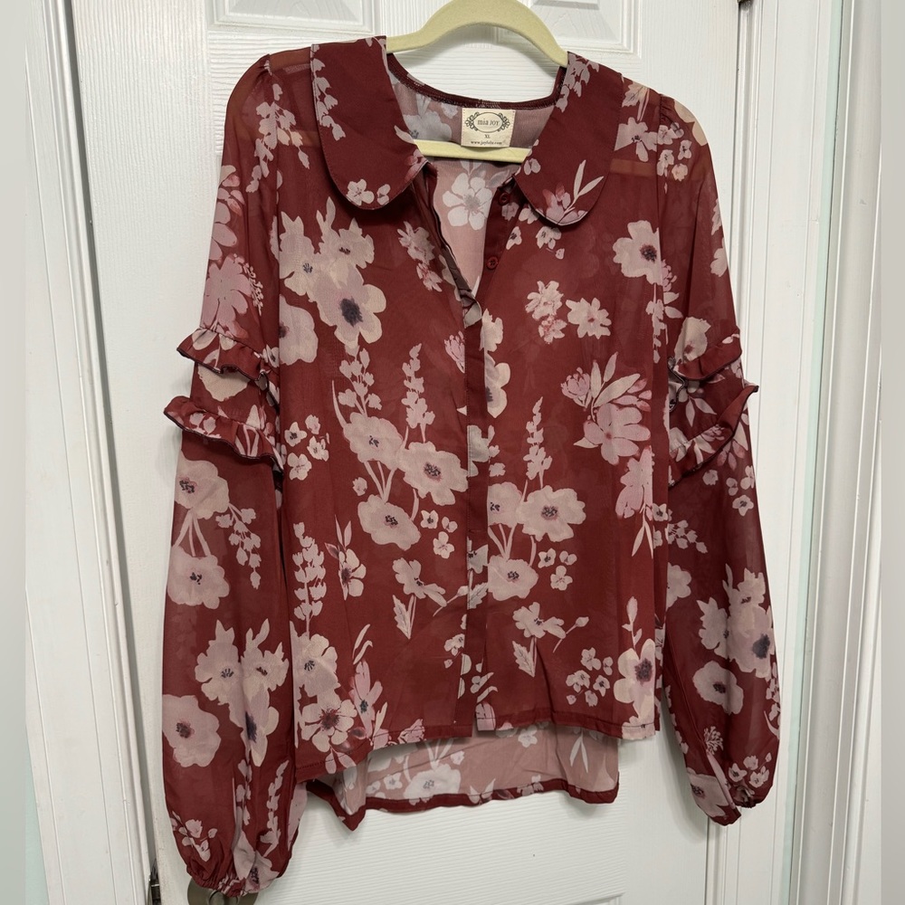 Sheer floral blouse